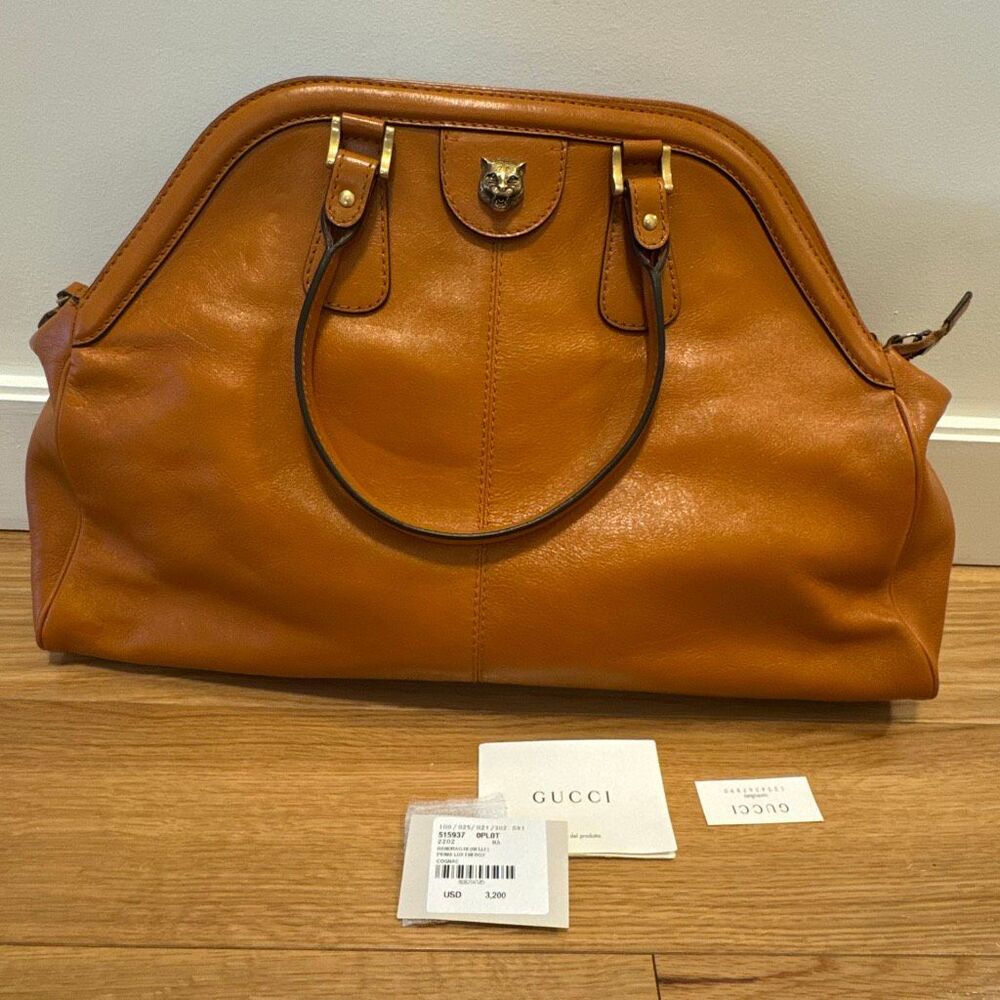 Gucci ReBelle Orange Leather Satchel Bag - Picture 8 of 14